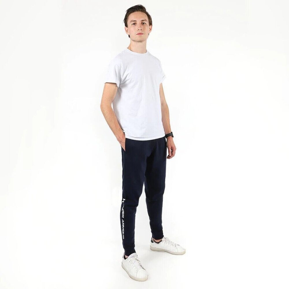 Under Armour UA Men Joggers Rival Fleece Graphic Logo  Navy Size X-Large